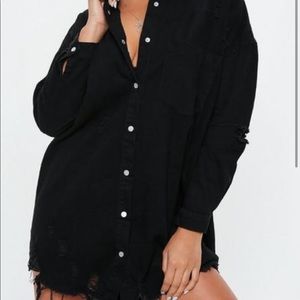 Distressed denim dress